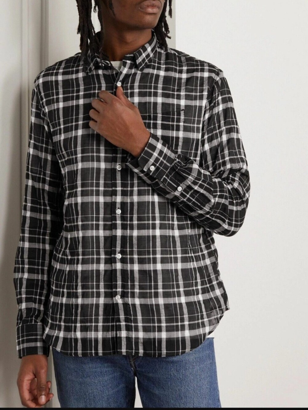 Officine Générale Paris 6e Black White Plaid‎ Button Up Shirt Men’s Medium
